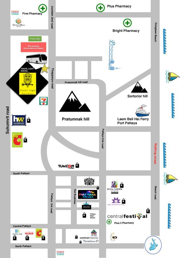 Travel Light Hostel Pattaya Eksteriør billede